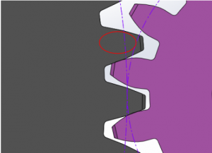 two CAD gears in mesh interfering